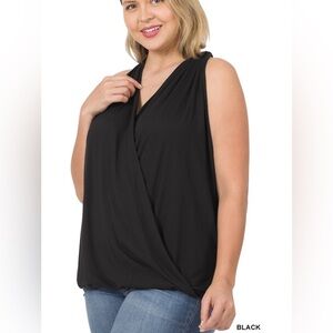New!Plus Size Black Sleeveless Drape Top Size 1X 2X 3X